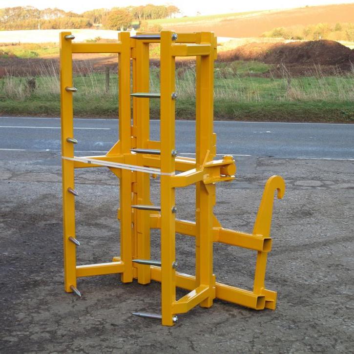 Murray Machinery Big Bale Stacker - for stacking round bales on their ends either 2 or 3 at a time. Showing the 2 bale version. The safest way to stack round bales